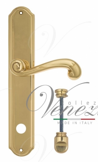 Ручка дверная на планке с фиксатором Venezia Carnevale WC-1 PL02 полированная латунь