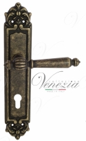 Ручка дверная на планке под цилиндр Venezia Pellestrina CYL PL96 античная бронза