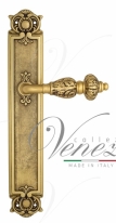 Ручка дверная на планке проходная Venezia Lucrecia PL97 французское золото + коричневый