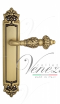 Ручка дверная на планке проходная Venezia Lucrecia PL96 французское золото + коричневый