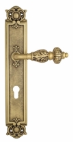Ручка дверная на планке под цилиндр Venezia Lucrecia CYL PL97 французское золото + коричневый