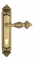 Ручка дверная на планке под цилиндр Venezia Lucrecia CYL PL96 французское золото + коричневый