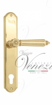 Ручка дверная на планке под цилиндр Venezia Castello CYL PL02 полированная латунь