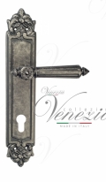Ручка дверная на планке под цилиндр Venezia Castello CYL PL96 античное серебро