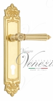 Ручка дверная на планке под цилиндр Venezia Castello CYL PL96 полированная латунь