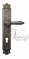 Ручка дверная на планке под цилиндр Venezia Castello CYL PL97 античное серебро