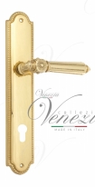 Ручка дверная на планке под цилиндр Venezia Castello CYL PL98 полированная латунь
