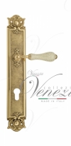 Ручка дверная на планке под цилиндр Venezia Colosseo белая керамика паутинка CYL PL97 полированная латунь
