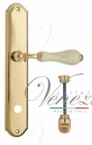 Ручка дверная на планке с фиксатором Venezia Colosseo белая керамика паутинка WC-1 PL02 полированная латунь