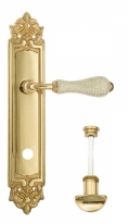 Ручка дверная на планке с фиксатором Venezia Colosseo белая керамика паутинка WC-2 PL96 полированная латунь