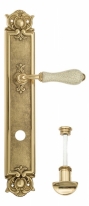 Ручка дверная на планке с фиксатором Venezia Colosseo белая керамика паутинка WC-2 PL97 полированная латунь