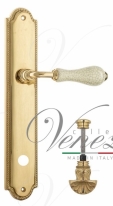 Ручка дверная на планке с фиксатором Venezia Colosseo белая керамика паутинка WC-2 PL98 полированная латунь