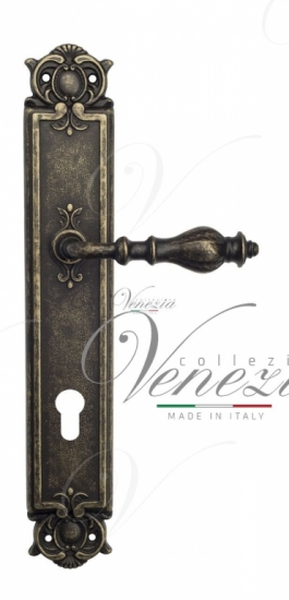 Ручка дверная на планке под цилиндр Venezia Gifestion CYL PL97 античная бронза