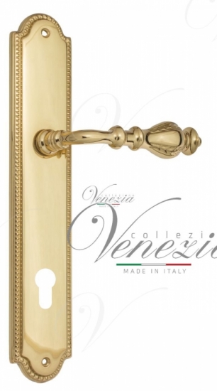 Ручка дверная на планке под цилиндр Venezia Gifestion CYL PL98 полированная латунь
