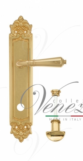 Ручка дверная на планке с фиксатором Venezia Vignole WC-2 PL96 полированная латунь