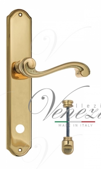 Ручка дверная на планке с фиксатором Venezia Vivaldi WC-1 PL02 полированная латунь
