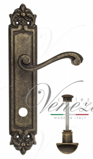 Ручка дверная на планке с фиксатором Venezia Vivaldi WC-2 PL96 античная бронза