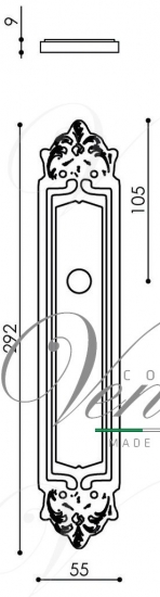Ручка дверная на планке с фиксатором Venezia Vivaldi WC-2 PL96 полированная латунь
