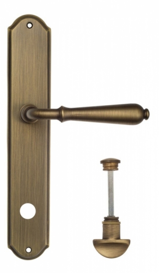 Ручка дверная на планке с фиксатором Venezia Classic WC-1 PL02 матовая бронза