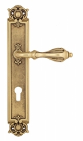 Ручка дверная на планке под цилиндр Venezia Anafesto CYL PL97 французское золото + коричневый