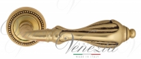 Ручка дверная на круглой розетке Venezia Anafesto D3 Золото французское + коричневый