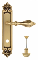 Ручка дверная на планке с фиксатором Venezia Anafesto WC-2 PL96 французское золото + коричневый