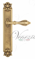 Ручка дверная на планке проходная Venezia Anafesto PL97 французское золото + коричневый