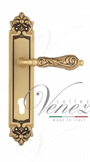Ручка дверная на планке под цилиндр Venezia Monte Cristo CYL PL96 французское золото + коричневый
