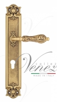 Ручка дверная на планке под цилиндр Venezia Monte Cristo CYL PL97 французское золото + коричневый