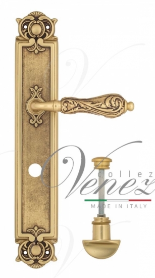 Ручка дверная на планке с фиксатором Venezia Monte Cristo WC-2 PL97 французское золото + коричневый