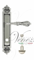 Ручка дверная на планке с фиксатором Venezia Monte Cristo WC-2 PL96 натуральное серебро + черный