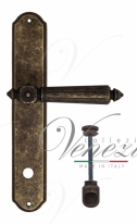 Ручка дверная на планке с фиксатором Venezia Castello WC-1 PL02 античная бронза