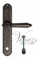 Ручка дверная на планке с фиксатором Venezia Castello WC-1 PL02 античное серебро
