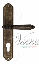 Ручка дверная на планке под цилиндр Venezia Castello CYL PL02 античная бронза