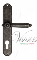 Ручка дверная на планке под цилиндр Venezia Castello CYL PL02 античное серебро