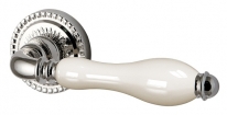 Ручка дверная на круглой розетке Armadillo Silvia Cl 1 Silver-925/Lwp-109 Серебро 925/Беж Фарфор