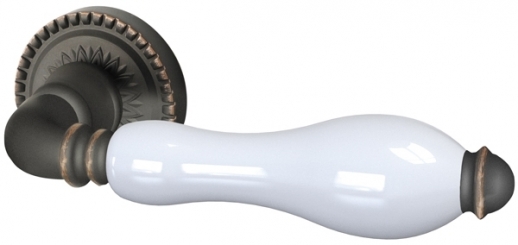 Ручка дверная на круглой розетке Armadillo Silvia Cl 1Abl-18/Wp-109 Темная медь/Белый фарфор