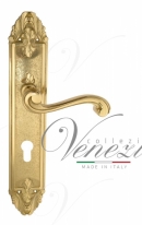 Ручка дверная на планке под цилиндр Venezia Vivaldi CYL PL90 полированная латунь