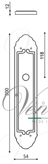 Ручка дверная на планке под цилиндр Venezia Vivaldi CYL PL90 полированная латунь