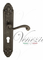 Ручка дверная на планке под цилиндр Venezia Vivaldi CYL PL90 античное серебро