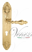 Ручка дверная на планке под цилиндр Venezia Gifestion CYL PL90 полированная латунь
