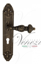 Ручка дверная на планке под цилиндр Venezia Lucrecia CYL PL90 античная бронза