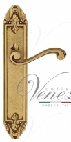 Ручка дверная на планке проходная Venezia Vivaldi PL90 французское золото + коричневый