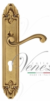 Ручка дверная на планке под цилиндр Venezia Vivaldi CYL PL90 французское золото + коричневый