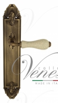 Ручка дверная на планке проходная Venezia Colosseo белая керамика паутинка PL90 матовая бронза