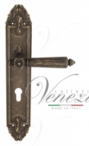 Ручка дверная на планке под цилиндр Venezia Castello CYL PL90 античная бронза