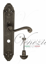 Ручка дверная на планке с фиксатором Venezia Vivaldi WC-2 PL90 античное серебро