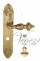 Ручка дверная на планке с фиксатором Venezia Lucrecia WC-2 PL90 полированная латунь