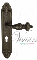 Ручка дверная на планке под цилиндр Venezia Lucrecia CYL PL90 античное серебро