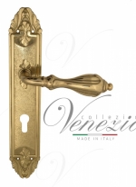 Ручка дверная на планке под цилиндр Venezia Anafesto CYL PL90 полированная латунь